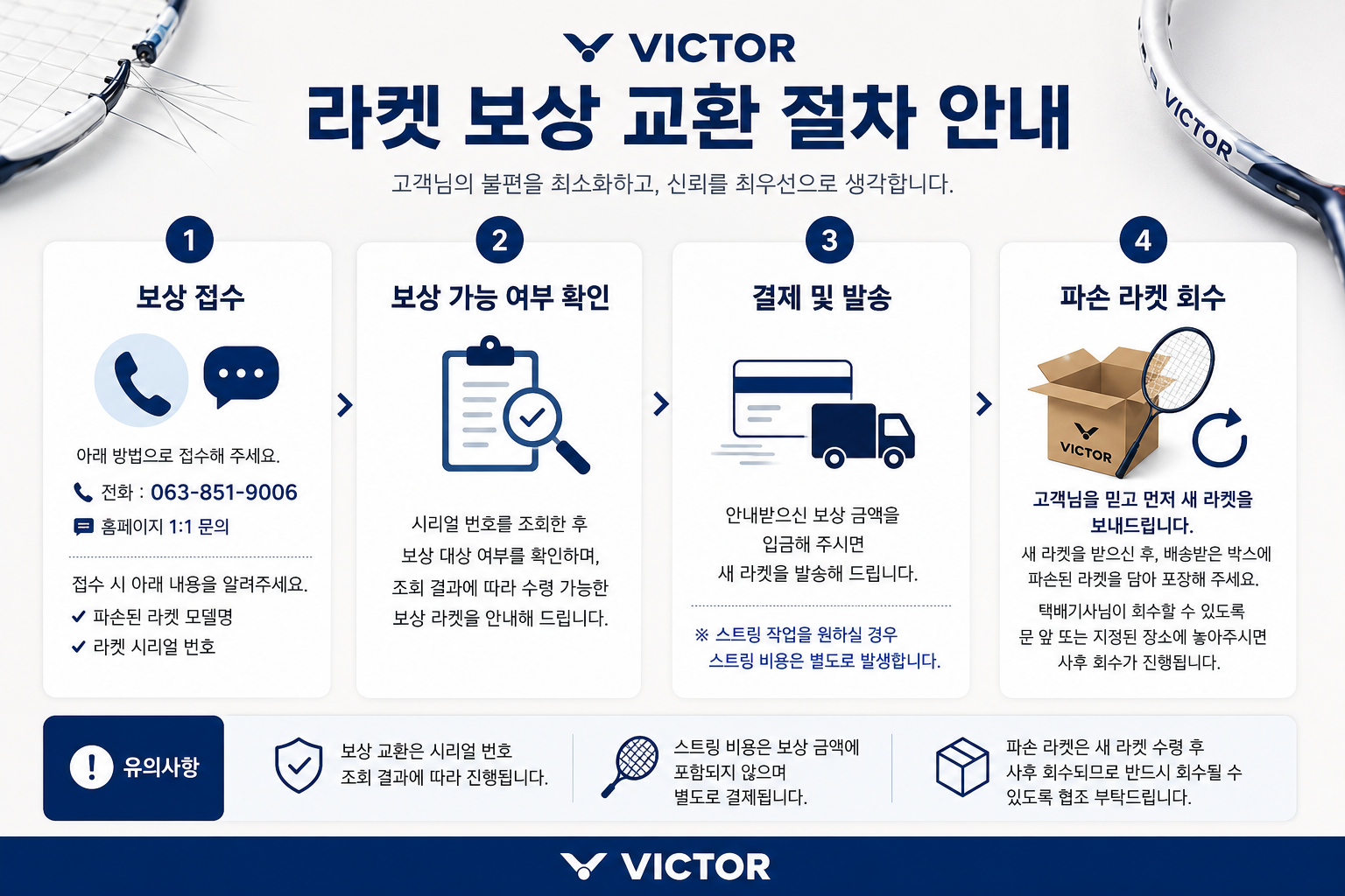 빅터 라켓 보상 교환 절차 안내